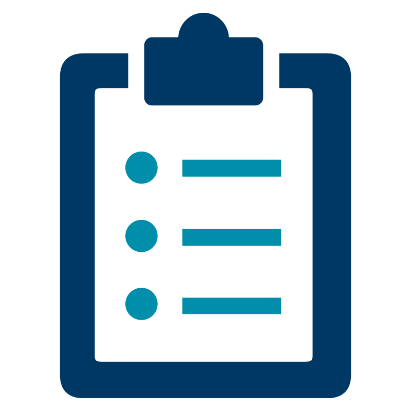 Clipboard with bulleted list