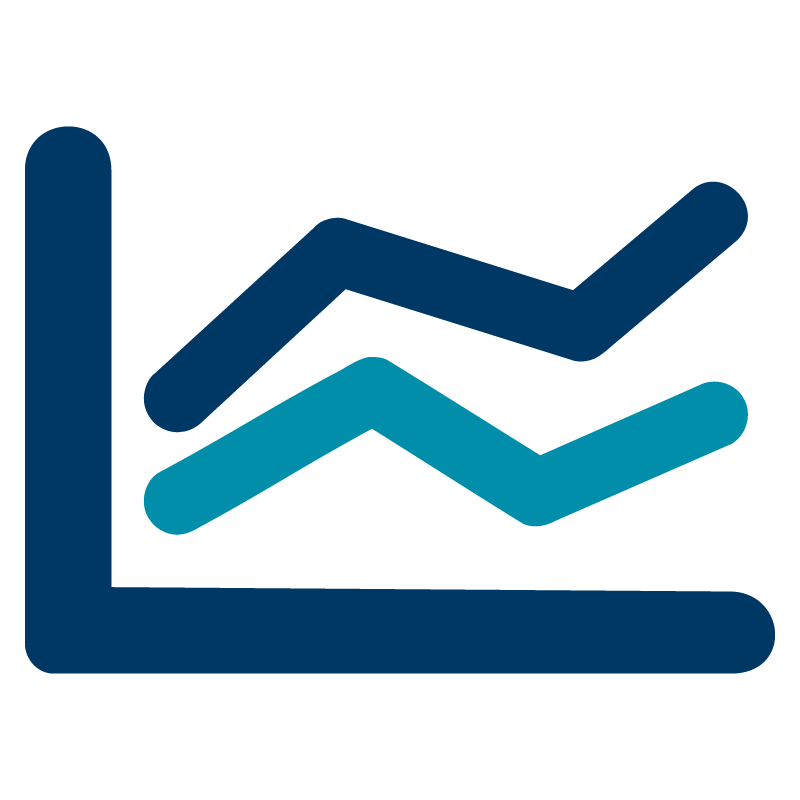 line graph with two blue lines