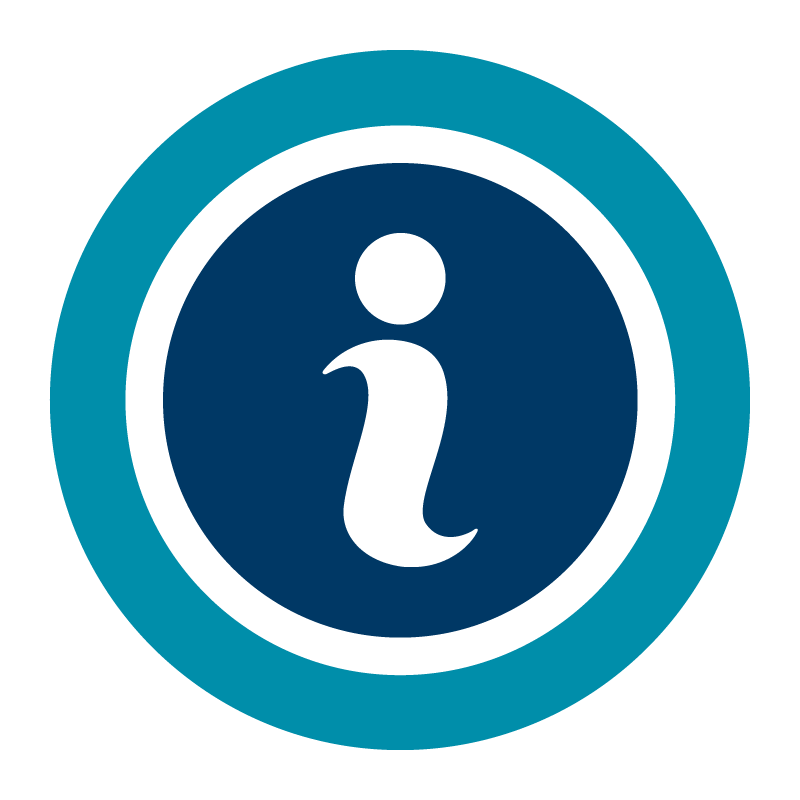 blue circle with the letter i